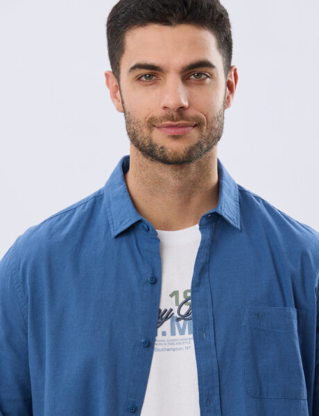 CAMISA LISA DE LINO Petroleo