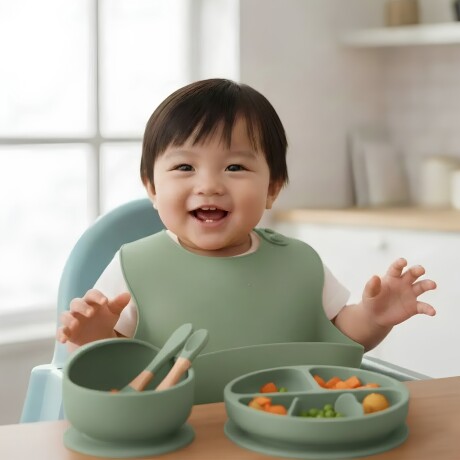 Set Alimentación Bebé en Silicona Libre Bpa 10 Piezas Verde