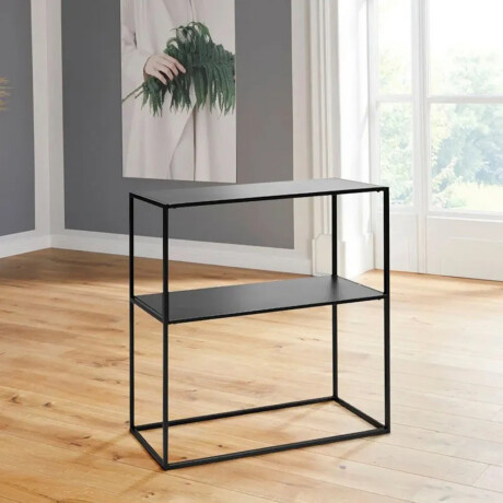 Mesa Auxiliar Consola 2 Niveles Metal Moderna 78x27x78 cm Negro