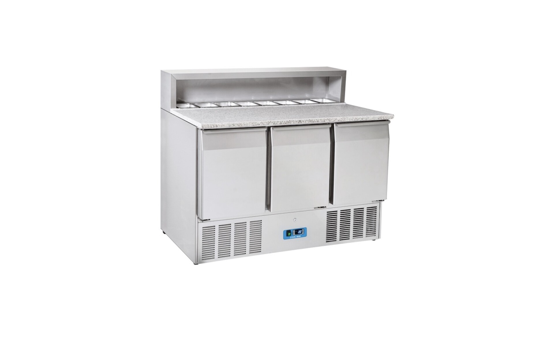 Mostrador refrigerado 3 puertas, con toppinera para pizza - Coolhead CRP 93A 