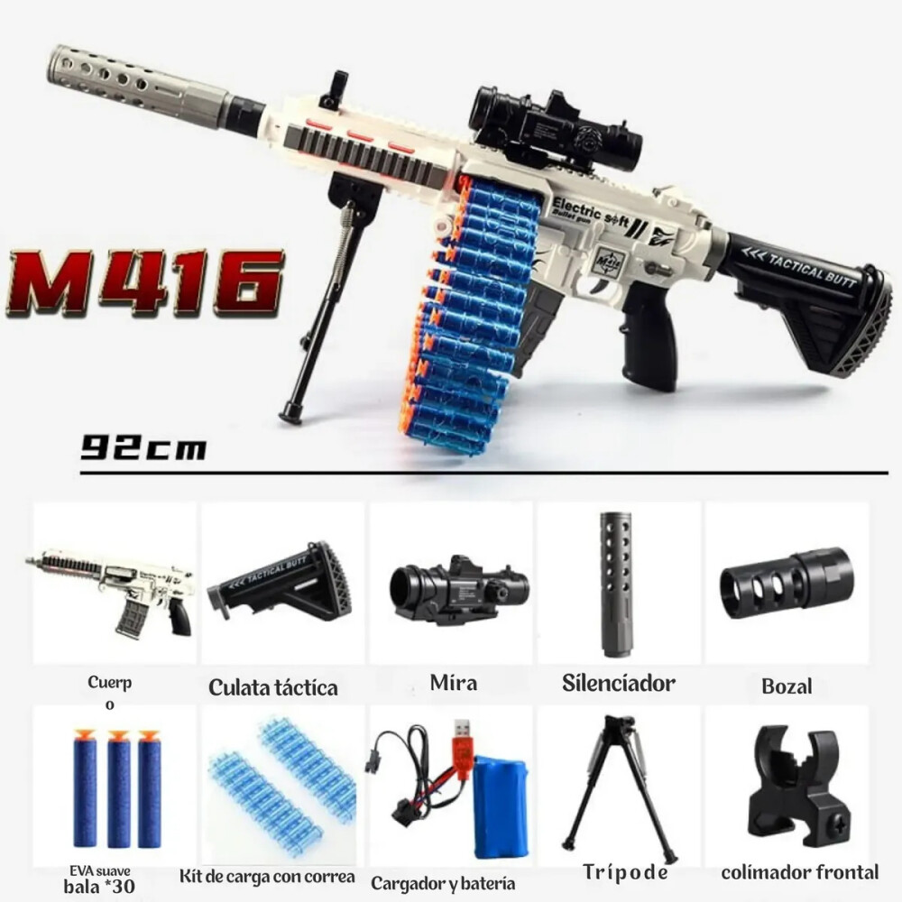 Rifle lanzador automático M416 con cadena de munición continua. Rifle lanzador automático M416 con cadena de munición continua.