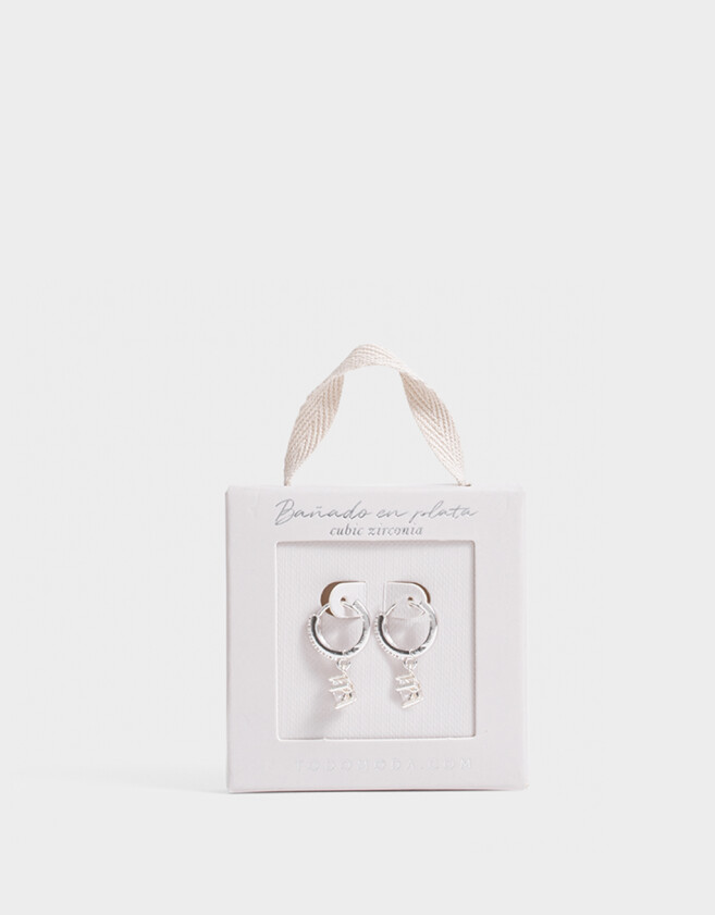 Aros Argollas Con cubic zirconia Aros Argolla Estrella Zirconia - Plateado