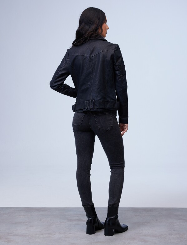 Camperita Eco Cuero Zip NEGRO