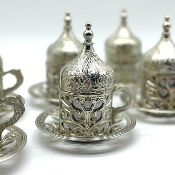 Set de café metal x6 Plateado