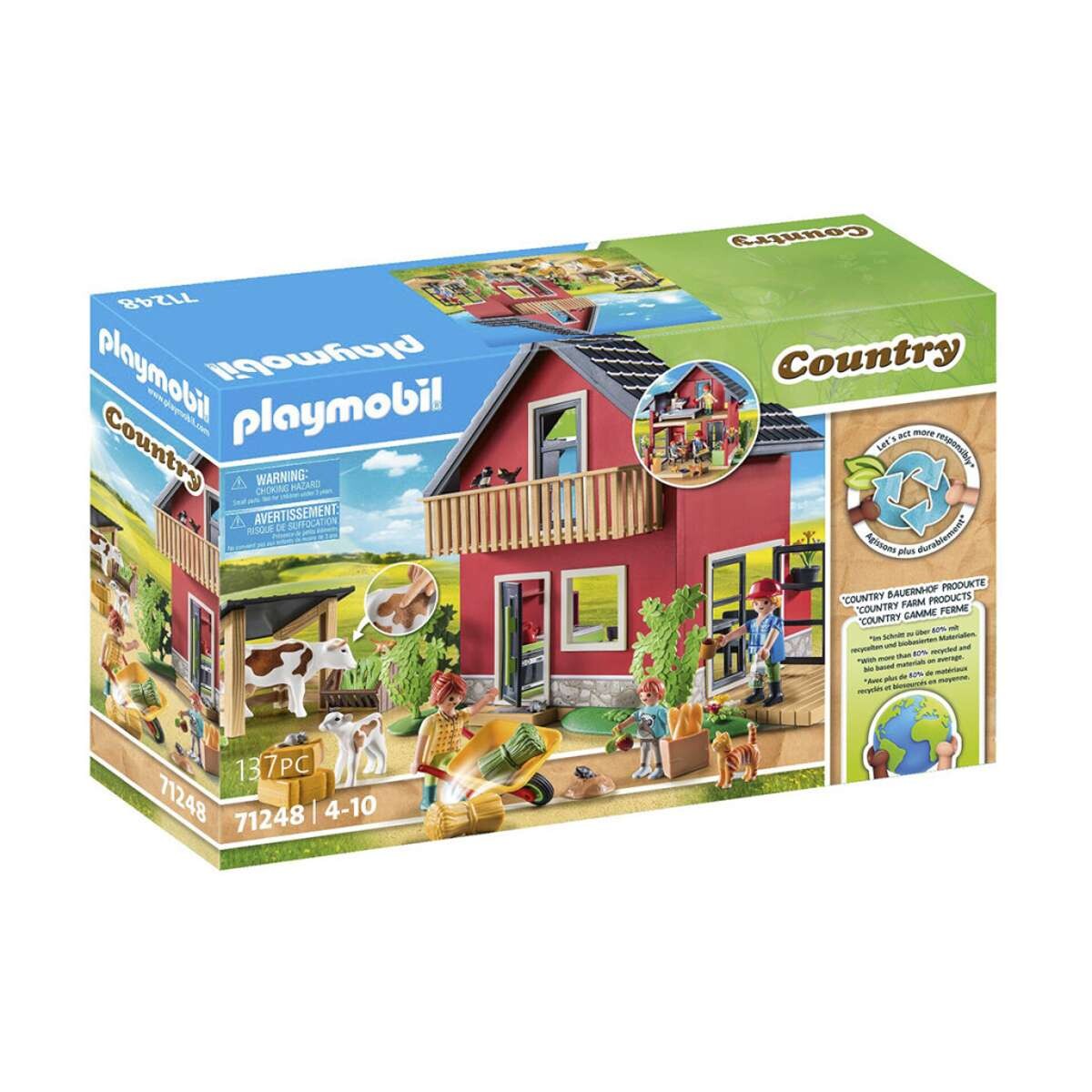 Casa de Campo con Animales de Granja Playmobil - 137 Piezas con Figuras 
