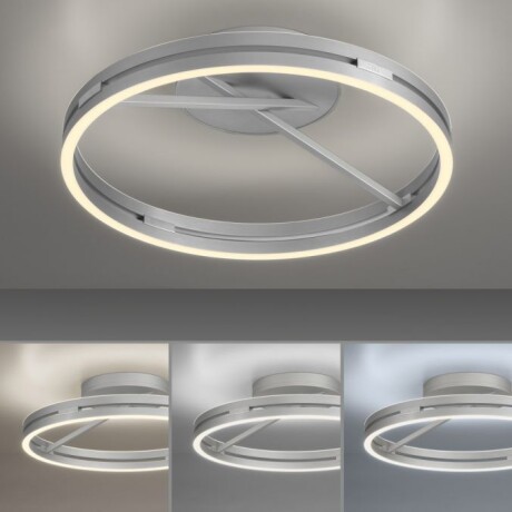 Plafón led doble anillo 42w 60cm regulable a control remoto con varias funciones Plateado Plafón led doble anillo 42w 60cm regulable a control remoto con varias funciones Plateado