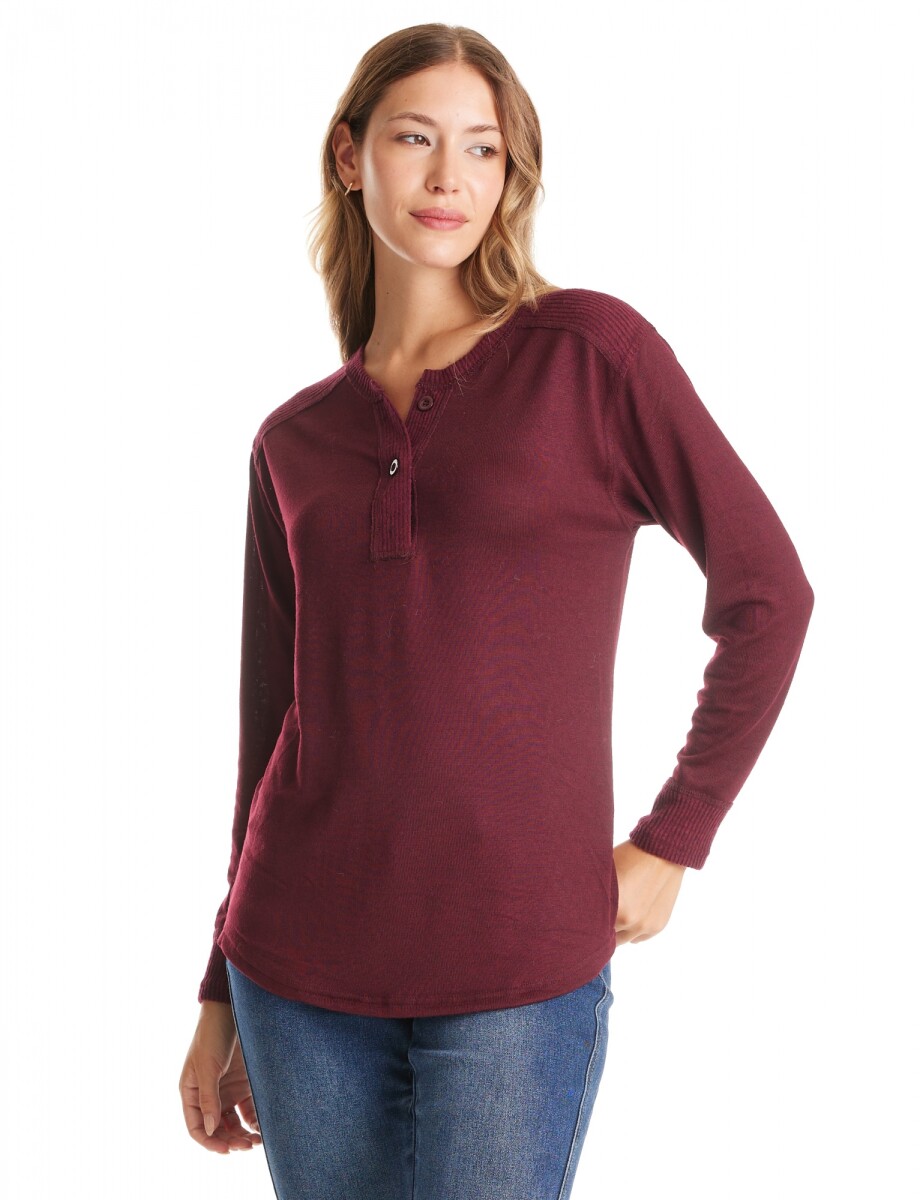 Buzo Escote Henley - Bordeaux 
