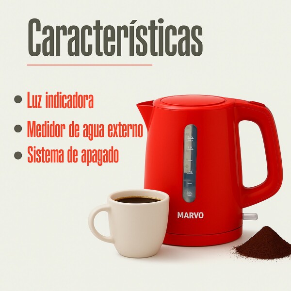 Jarra Electrica Marvo 1.7 Litros Corte Automatico Hervidor Variante Color Rojo