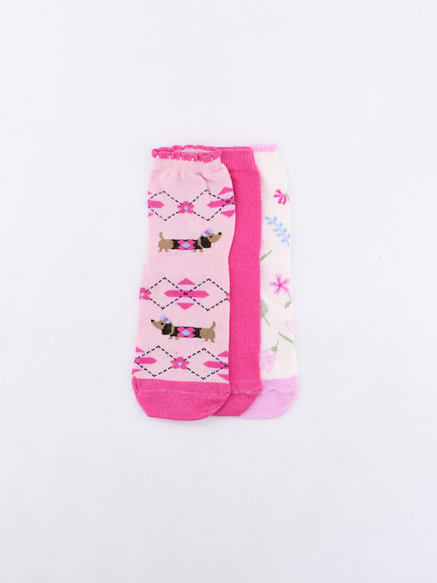 MEDIA INFANTIL PACK x 3 - FUCSIA 