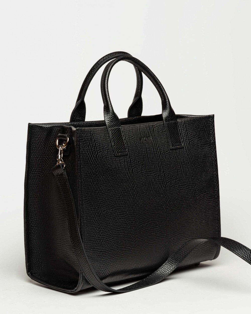 Cartera de mano Capri en cuero snake bitono Negro