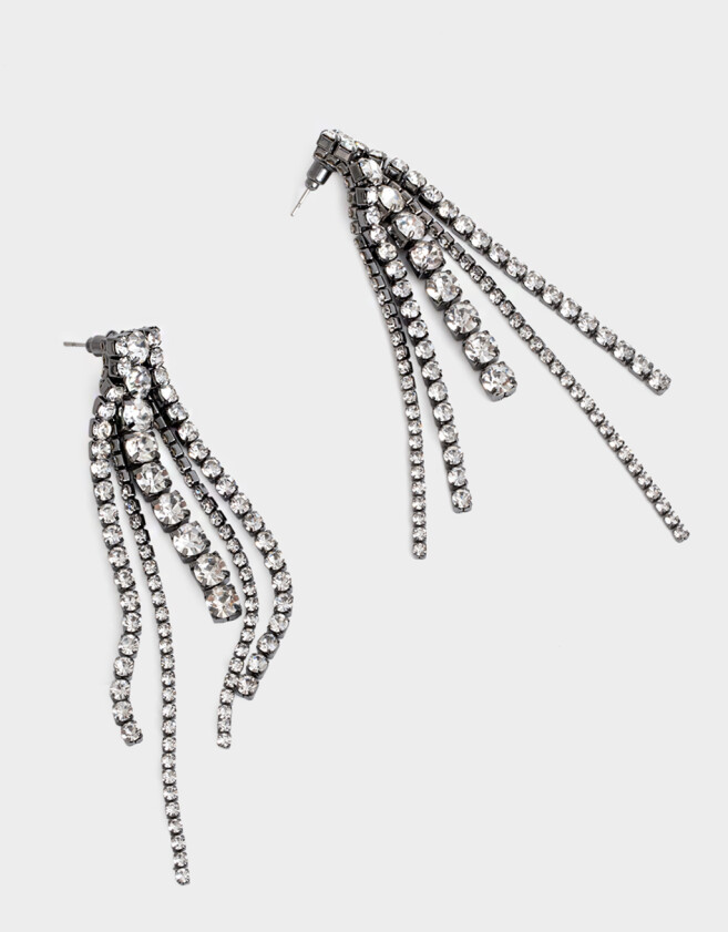 Aros Colgantes Largos Con strass Aros Colgantes Largos Con Strass - Plateado Hematite
