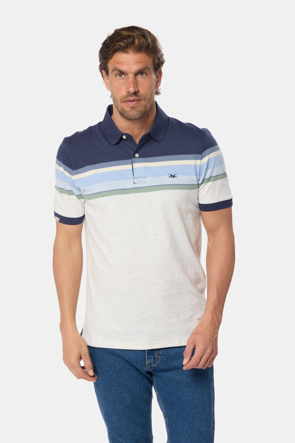 REMERA POLO RAYADA Gris