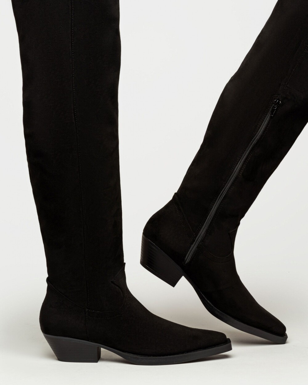 Bota caña alta Jolene en efecto gamuza Negro