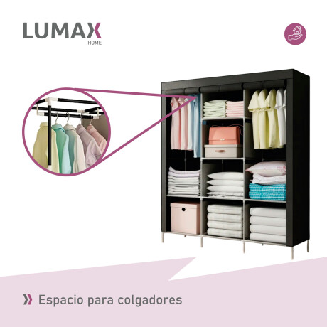 Ropero de 8 Estantes Desmontable de Caño y Tela TNT 175x45x130 Negro