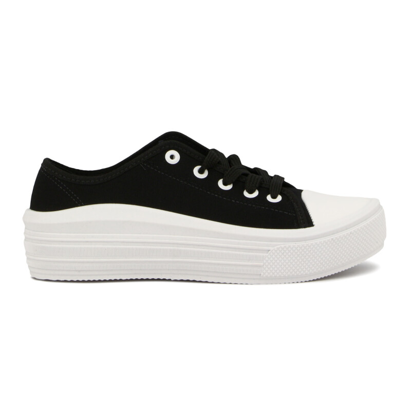Moleca Calzado Casual Lona Acordonado Negro-blanco