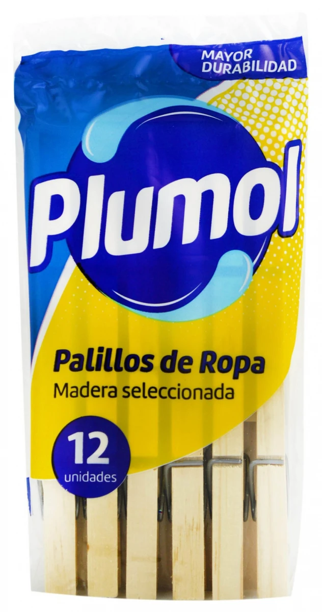 PALILLO PARA ROPA X12 MADERA PRIMOR 