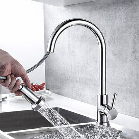Monocomando De Cocina Cromado De Mesada Con Sistema Pull Out 000