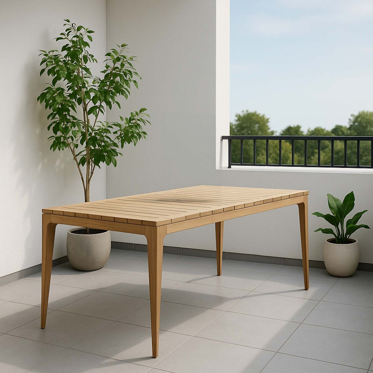 MESA COMEDOR EXTERIOR - MADERA NATURAL-BEIGE ARCHIE 