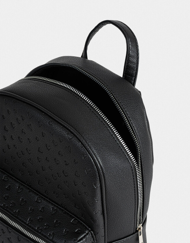 Mochilas Urbanas Tendencia Mochila De Cuerina Con Corazones Y Charms - Negro