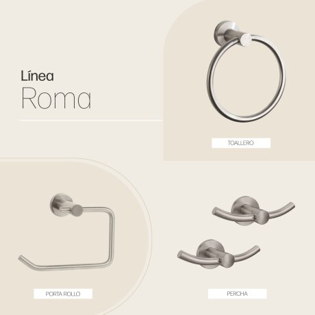 SET DE ACCESORIOS PERCHA PORTAROLLO TOALLERO METAL ROMA 000