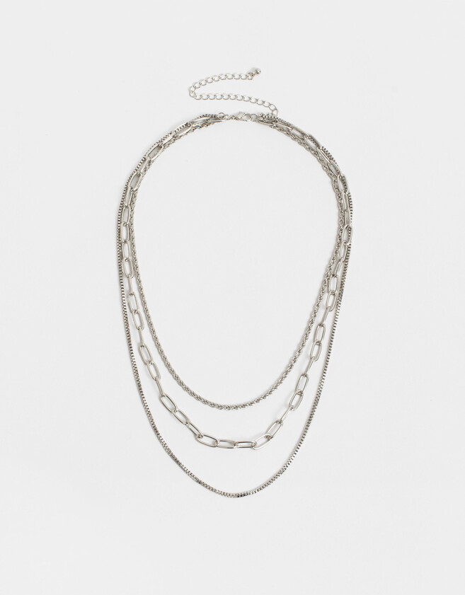 Collares Cortos Multi Cadenas Collar Corto Multicadenas - Plateado