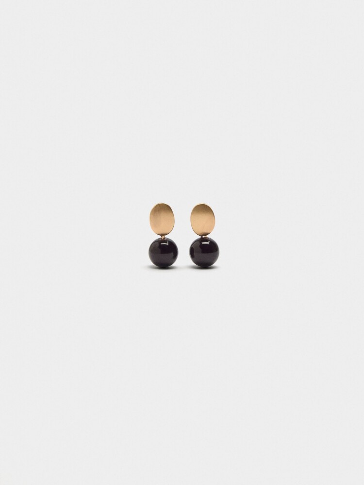 Pendientes Cortos Con Brillantes burdeos