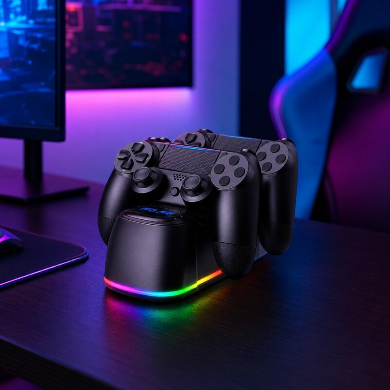 Soporte cargador para dos joysticks ps4 rgb Soporte cargador para dos joysticks ps4 rgb