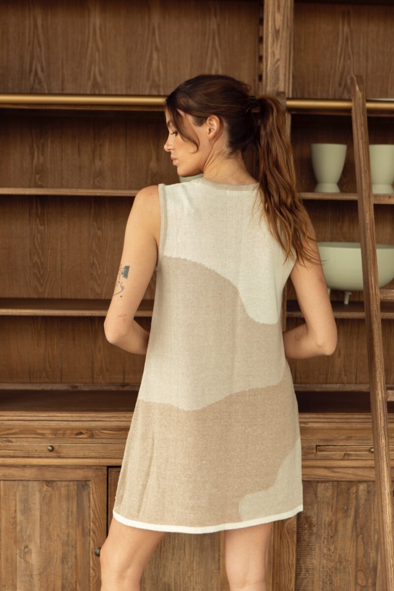 VESTIDO LUNAR Crudo Y Beig