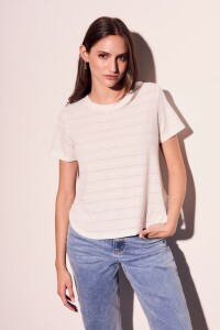 Remera Texturada Manga Corta Blanco