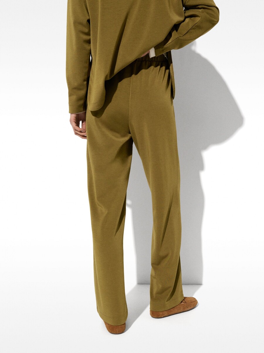 Pantalón Fluido Con Cintura Elástica Toque Suave caqui