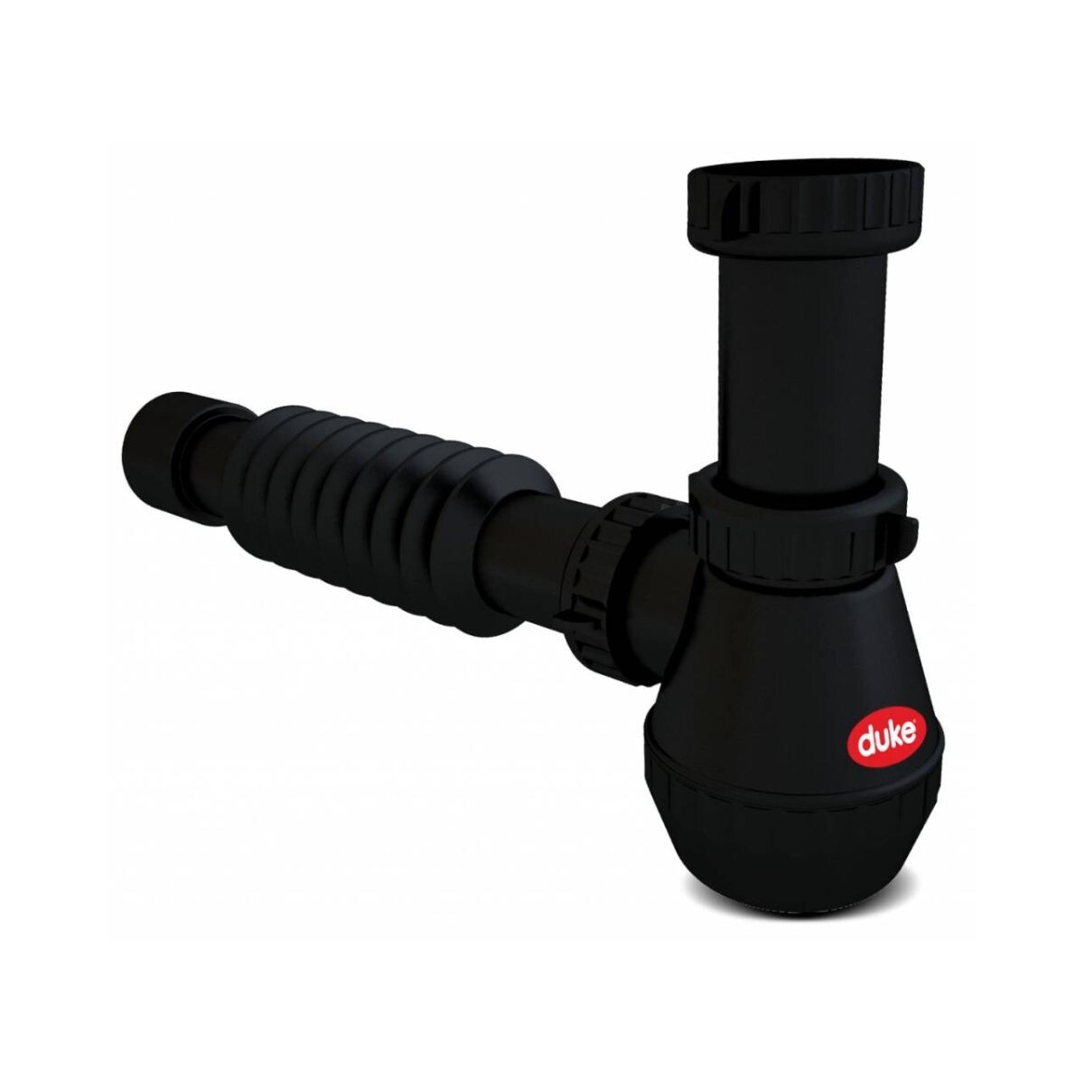 Sifon Flexible C/botella Negro Duke 