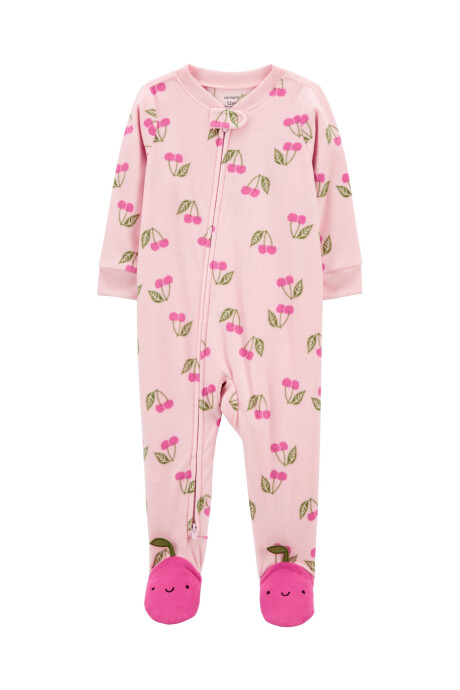 Pijama uno pieza de micropolar, con pie, diseño cerezas Sin color