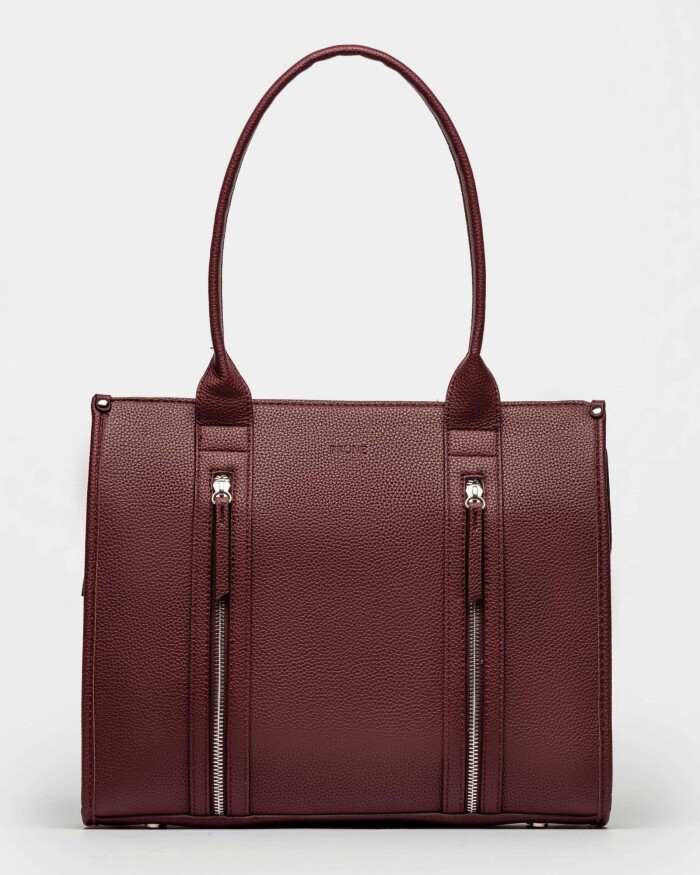 Shopper Oak En Efecto Cuero Graneado Bordeaux