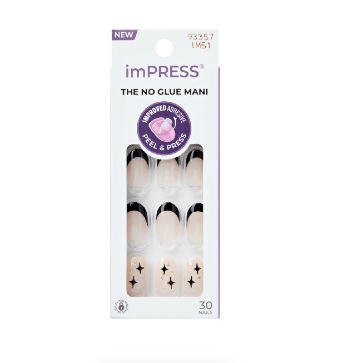 Uñas Postizas Impress Adhesivo Extra - Gold Ring talle S 