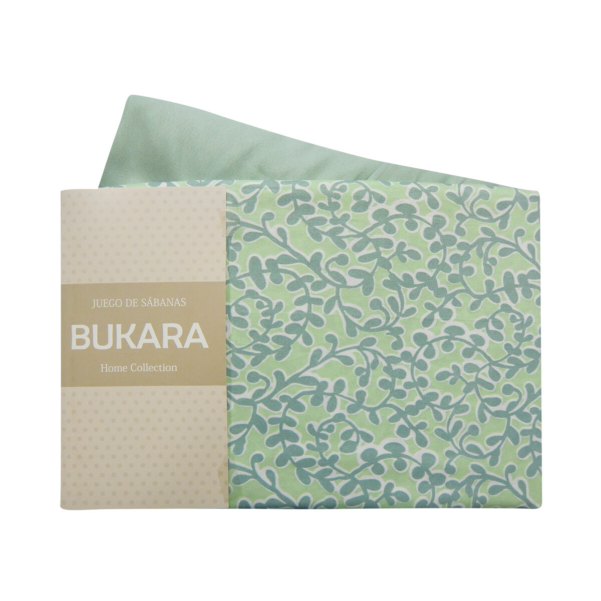 Juego Sábanas 1 Plaza y Media Bukara 100% Microfibra - 251-2 HOJA MENTA 