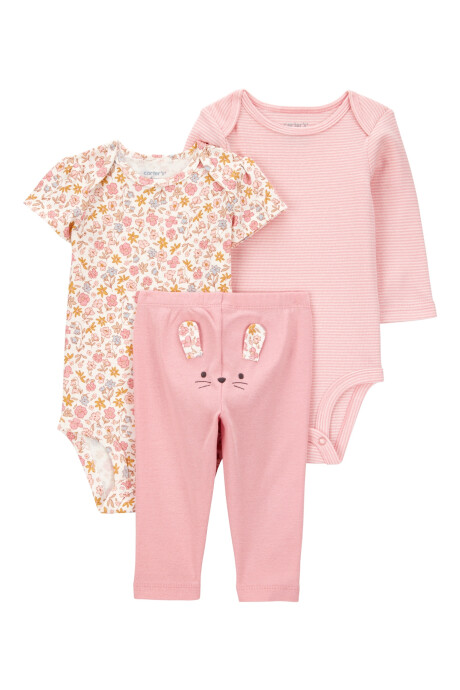Set tres piezas de algodón, pantalón y dos bodies, diseño ratoncita Sin color