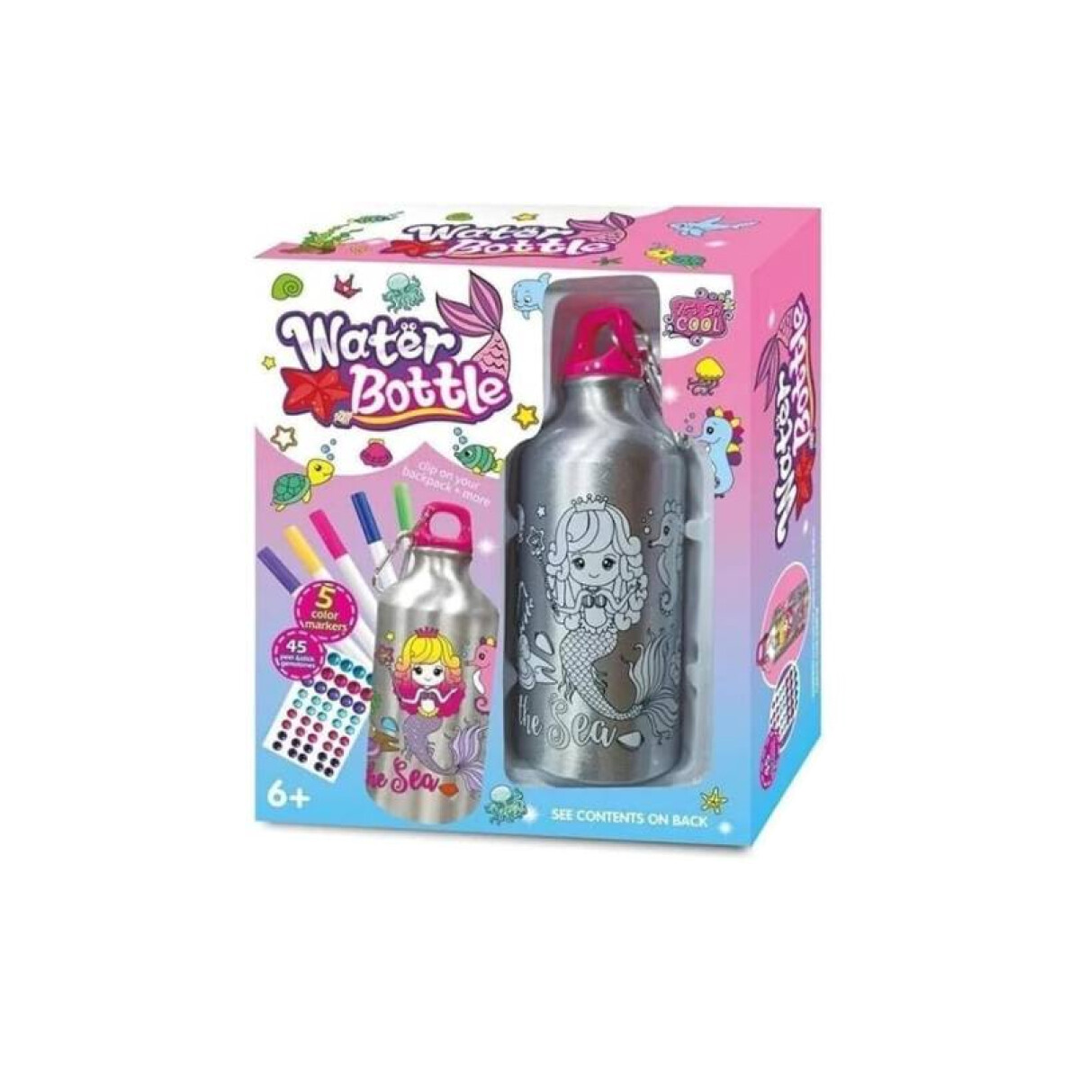 Set De Botella De Acero 500 Ml Para Colorear - Sirenas 