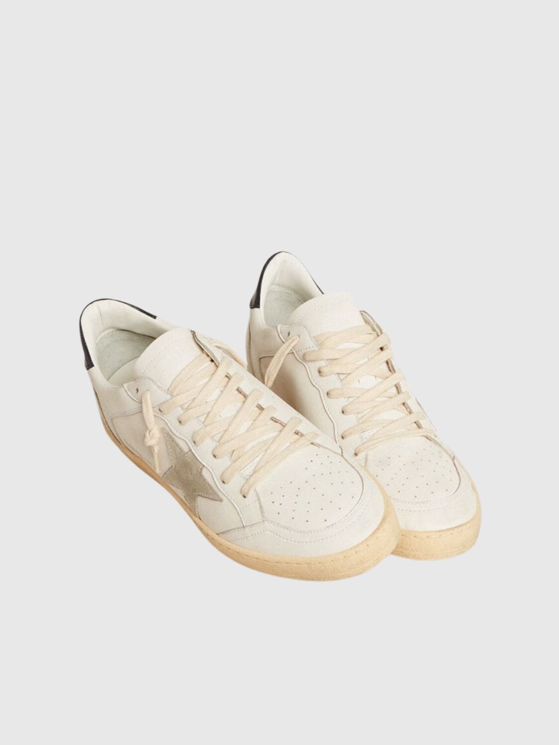 Golden Goose-Championes de cuero acordonados, Ball star Blanco