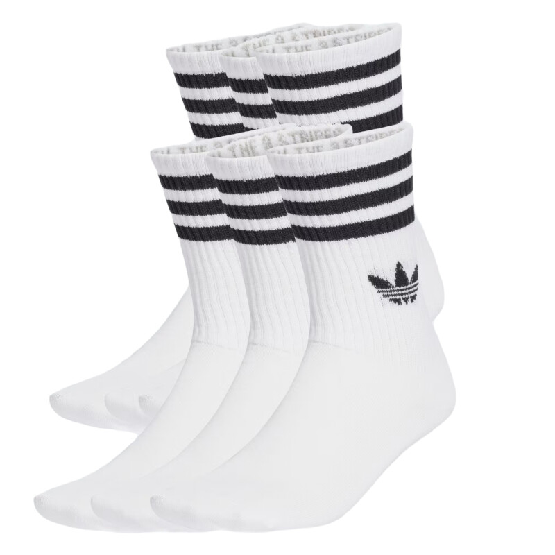 Medias Adidas 3S Crew S 6P - Blancas Medias Adidas 3S Crew S 6P - Blancas