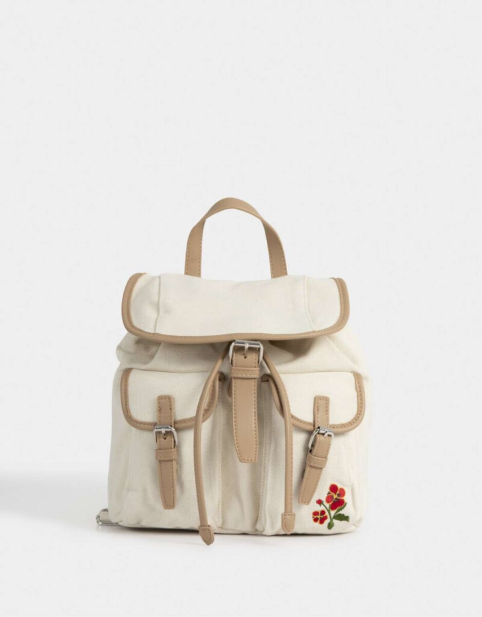 Mochila Canvas Solapa - Blanco Crudo 