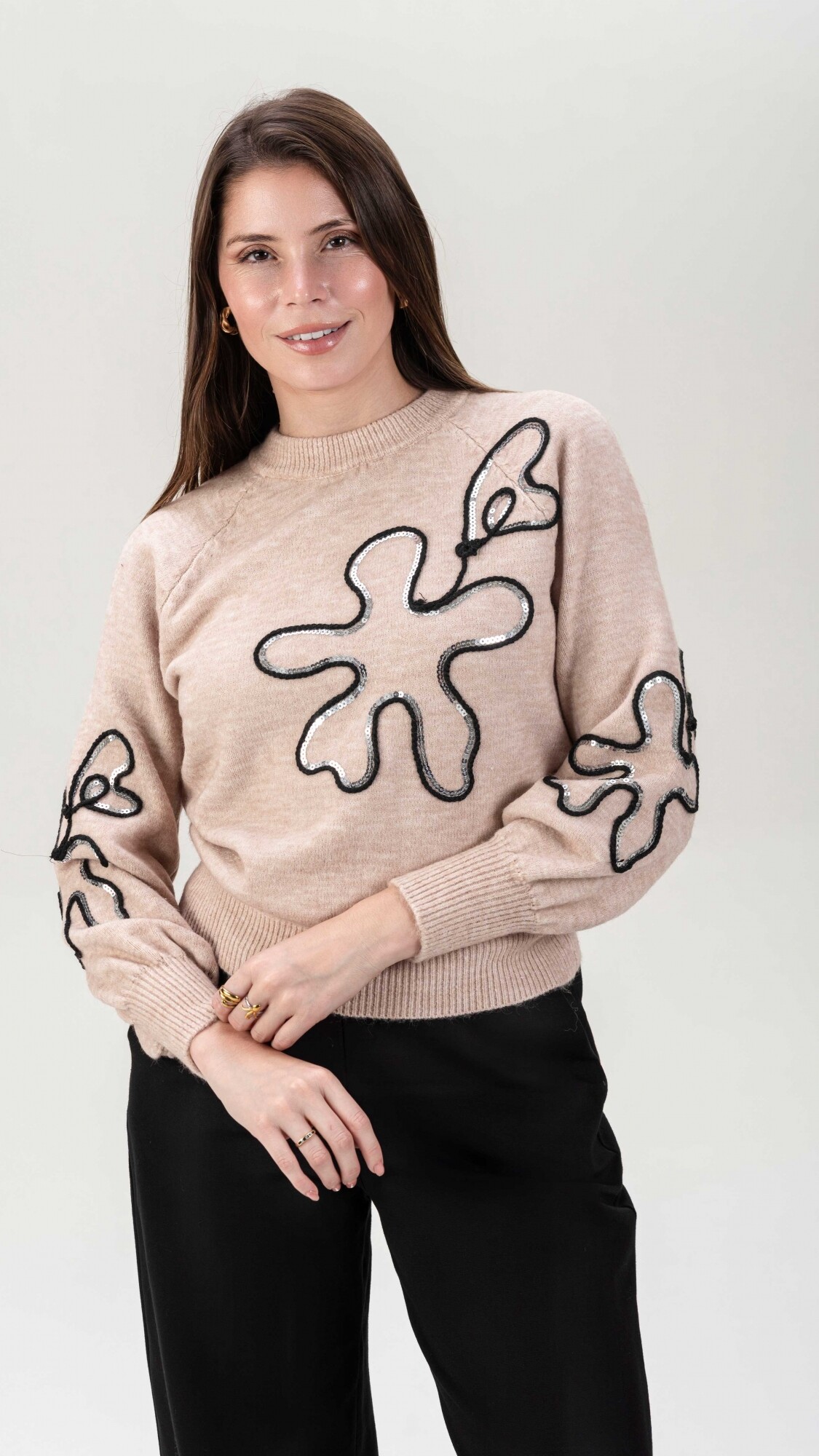 Sweater Flor Beige