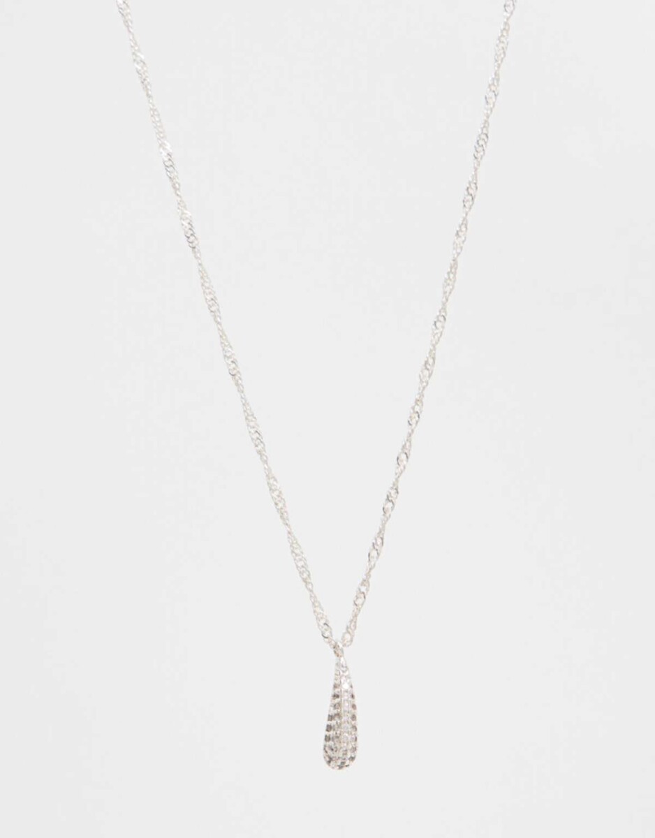 Collar Con Dije De Gota - Plateado Rodio 