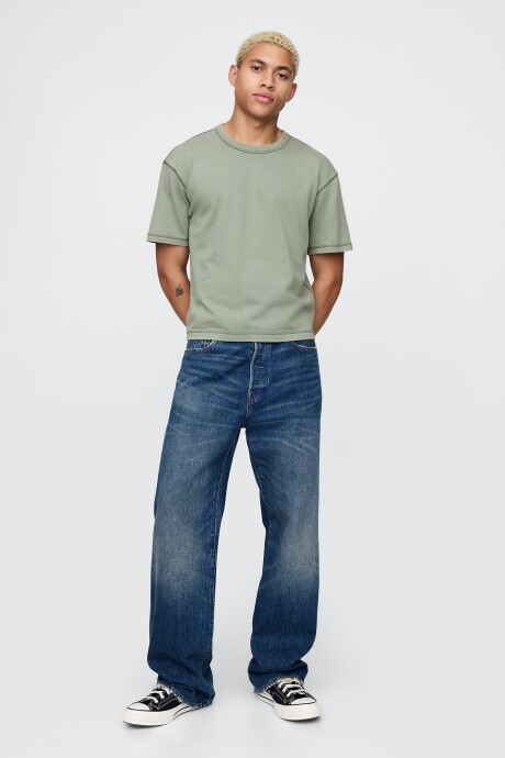 Remera Cropped Hombre Gasoline Green
