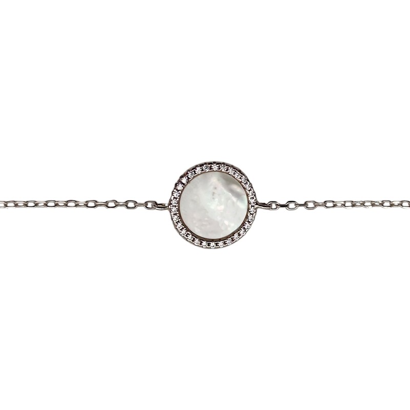 Pulsera Circulo-Plata 925-Piedra Nacar y Zirconia-PU3690 conpiedra