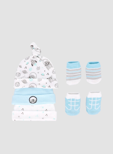 Set gorritos con medias Celeste