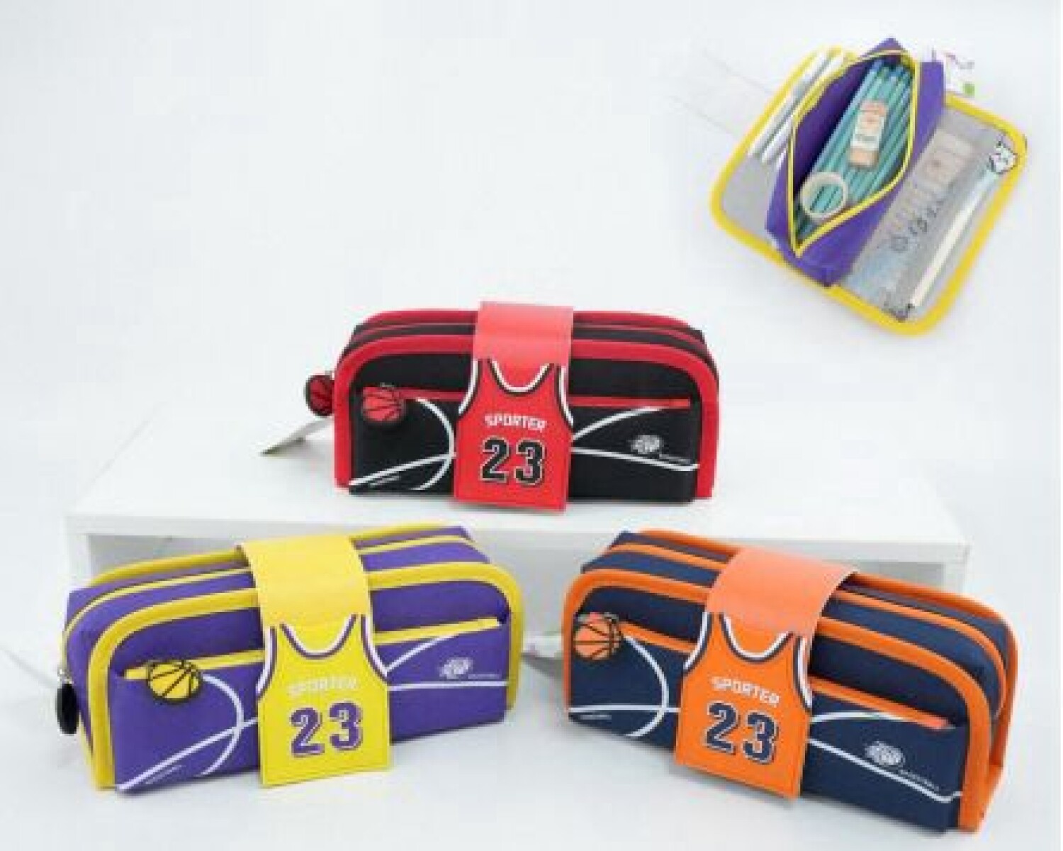 CARTUCHERA BASKETBALL CON CIERRE VARIOS COLORES 