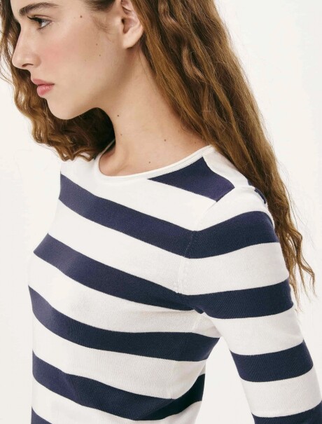 CAMISETA MANGA LARGA DE RAYAS AZUL