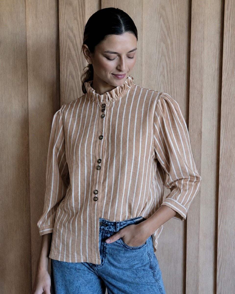 Camisa Carlotta 2.0 - Lino Raya Camel 