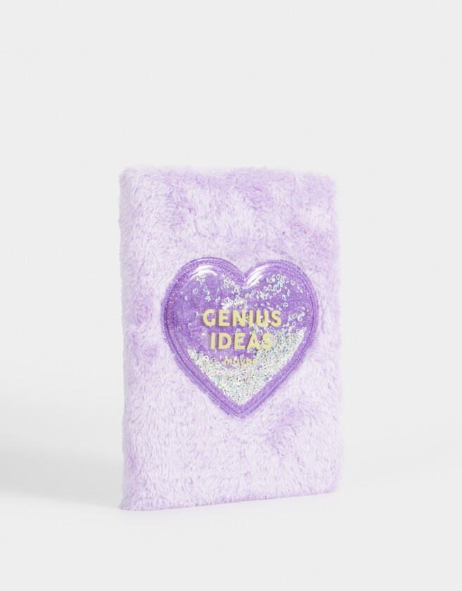 Anotadores Cuadernos y Memos Corazón Cuaderno A5 Peluche Y Glitter - Violeta Lila