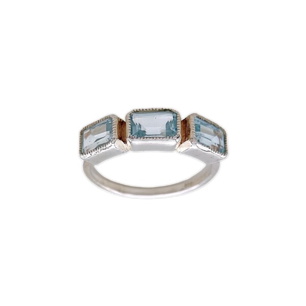 Anillo Trilogy-Plata rodinada-Piedra Topacio azul-AN2013 conpiedra